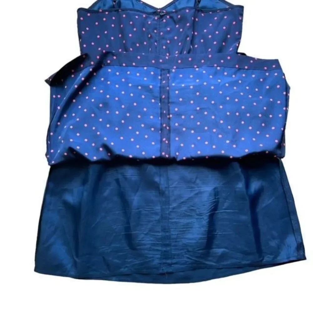 J.Crew Polka Dot Midi Dress Blue Pink‎ Size 8 Sweetheart Spaghetti